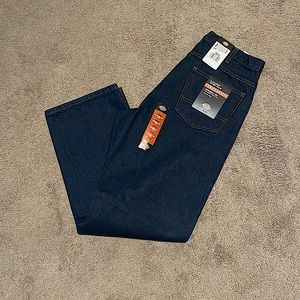 -dickies brand, dark wash, size 36W by 30L